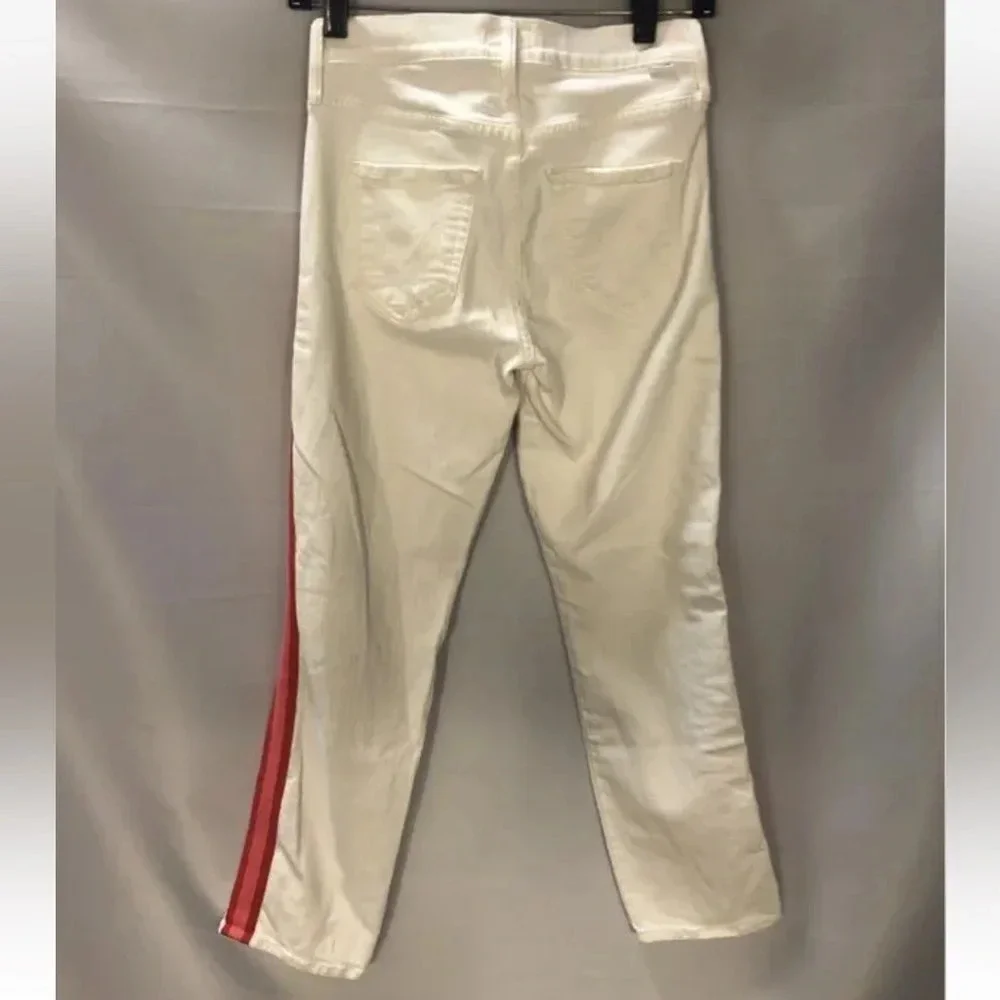 Mother Womens White Light Wash Coin Pocket Denim Straight Jeans Size 25
